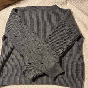 a.n.a Charcoal Sweater with Embellished Sleeves